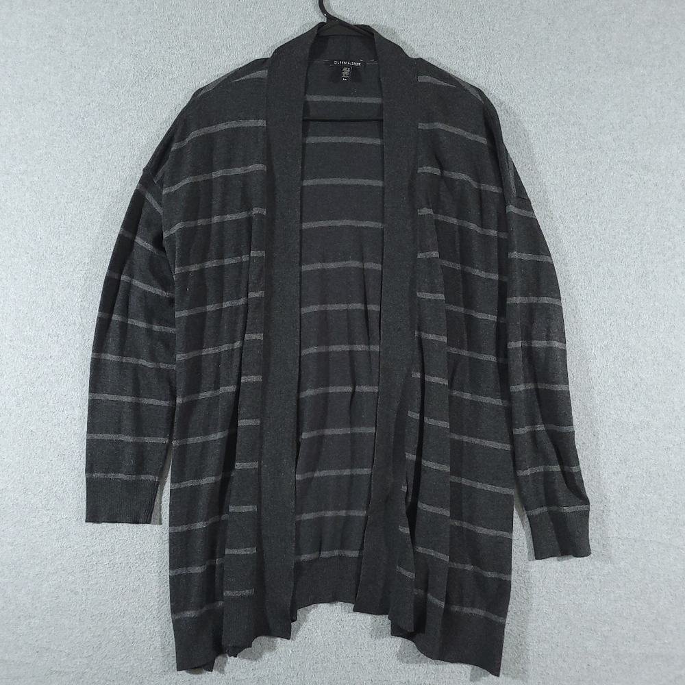 Eileen Fisher Lightweight Cozy Tencel Stretch Shaped Open Front Cardigan Size L